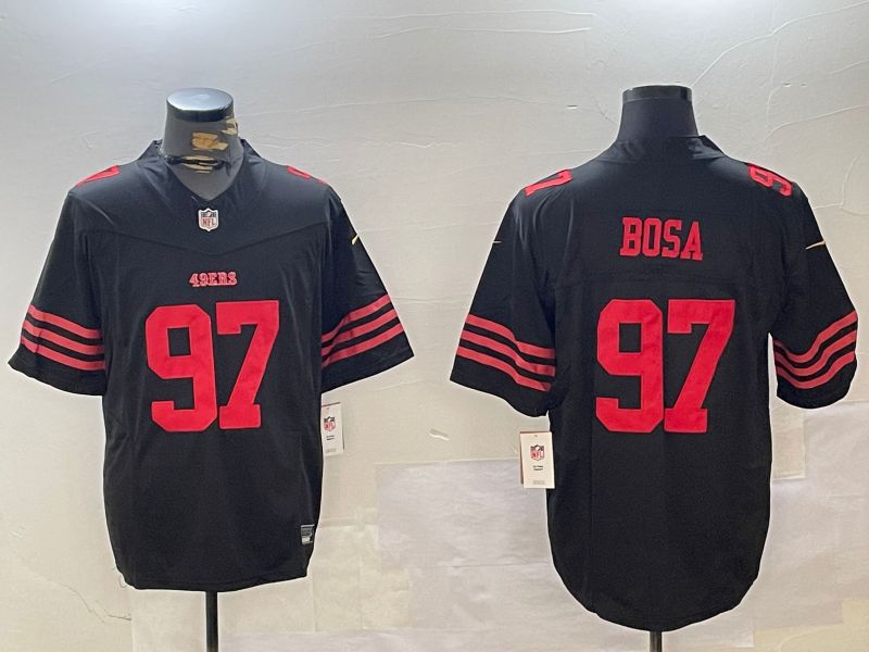 Men San Francisco 49ers 97 Bosa Black three generations 2024 Nike Limited NFL Jersey style 1